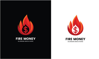 Wall Mural - Dollar sign with fire icon logo design. Fire dollar logo design template.