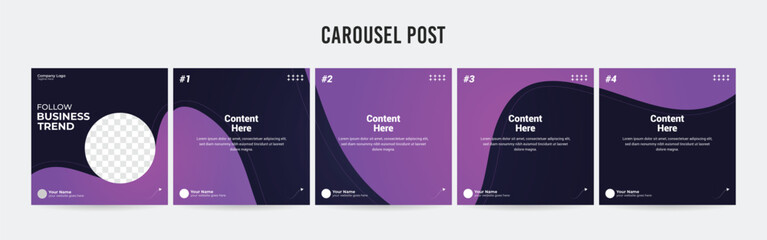 Wall Mural - set of minimalist business carousel post, customize social media template design, instagram and link