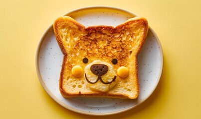 Wall Mural - French toast shaped like a cute dog, Generative AI
