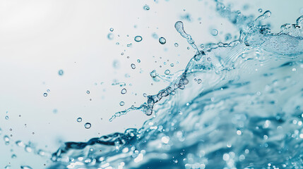 Poster - Blue water swirl splash with little bubbles isolated on clear white background, liquid flowing in form of wave