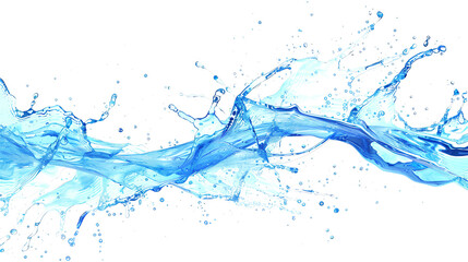 Poster - Blue water swirl splash with little bubbles isolated on clear white background, liquid flowing in form of wave