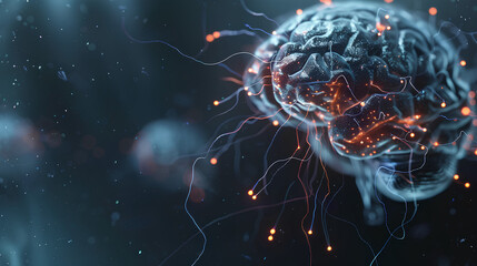 Wall Mural - brain connected to technology