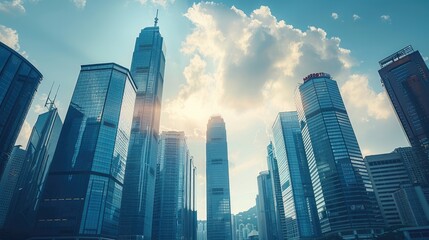 Leinwandbilder - A strategic global business district where multinational corporations and financial institutions shape global economic policies, representing the economic power. Generative AI.