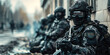 © visoot - a Armed police soldiers take a rest during rescue operations. Generative AI.