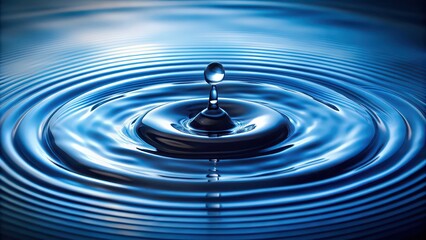 Sticker - A drop of water creating ripples on the surface of still water, ripple, concentric, splash, liquid, clear, fresh, purity