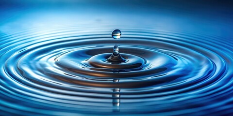 Sticker - A drop of water creating ripples on the surface of still water, ripple, concentric, splash, liquid, clear, fresh, purity