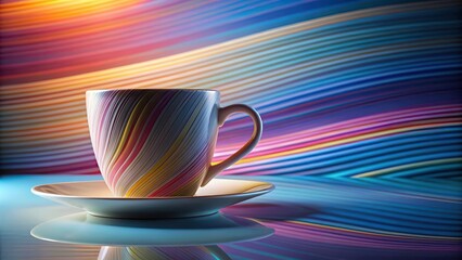 Poster - Cup with unique artwork on wavered gradient background, cup, unique, artwork, wavered, gradient, background, abstract