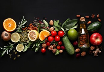 Wall Mural - Fresh Produce and Spices in a Culinary Still Life