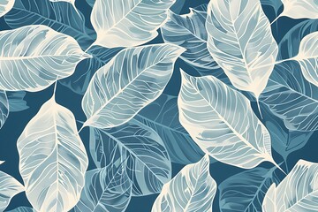 Wall Mural - A background with a detailed, botanical leaf pattern for an organic skincare brand