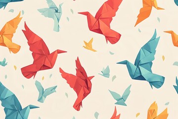 Wall Mural - A background with a minimalist, origami bird pattern for a peace organization's about page