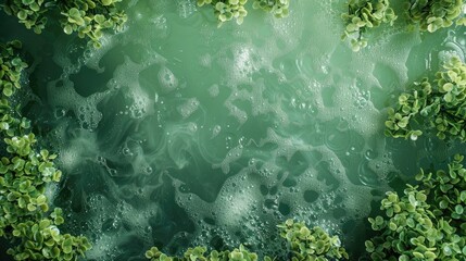 Sticker - Top view of green foam backdrop with empty space