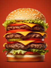 Wall Mural - Hamburger poster, advertising photo