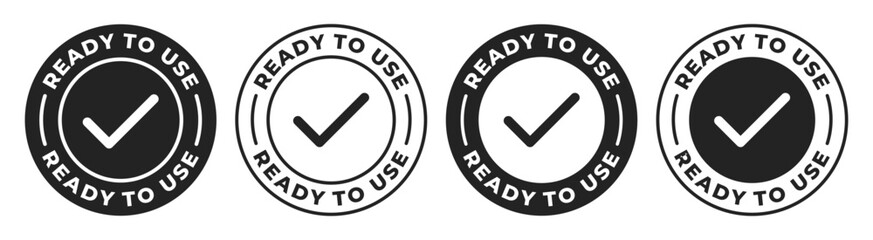Ready to use icon. Ready to use food label. Easy using product vector illustration. Checkmark emblem, tag, stamp or badge.