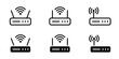 © Chelpanoff - Router icon. Wi-fi modem vector illustration. Wireless network connection symbol. Internet signal sign.