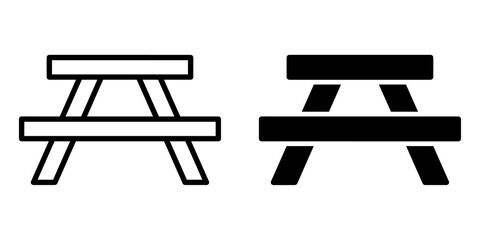 Wall Mural - ofvs626 outlinefilledvectorsign ofvs - picnic table vector icon . isolated transparent . outline and