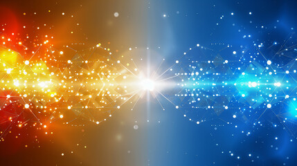 Wall Mural - vibrant abstract light and network pattern in blue and orange
