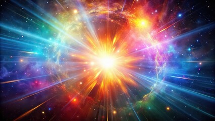 Poster - Explosion of light in outer space with vibrant colors and glowing energy, Space, Explosion, Light, Outer, Vibrant, Colors