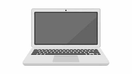 Wall Mural - Simple white laptop on white background surrounded by empty space, conveying sense of isolation and simplicity., white background, solo, modern, quiet