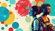 © kvladimirv - Colorful Graphic Illustration of Young Students in Modern Abstract Art Style