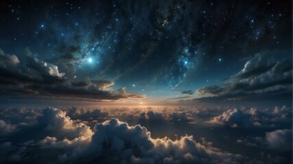 Wall Mural - a beautiful night sky filled with stars and clouds. ai.