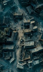 Sticker - Aerial view of a traditional chinese village. AI.