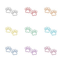 Poster -  Paw print hand drawn icon isolated on white background. Set icons colorful