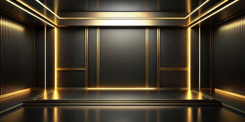 Wall Mural - Clean and modern black and gold technology landscape with room for creativity, technology, landscape, black, gold