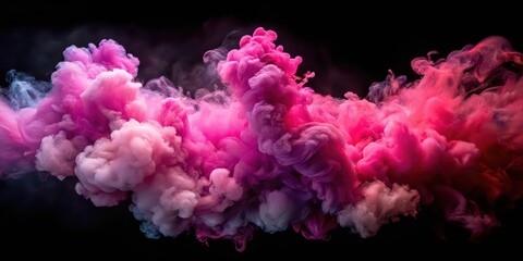 Canvas Print - Surreal pink and magenta smoke clouds creating a pastel beauty against a black background , pastel, beauty, surreal, pink