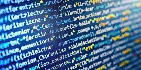 close up image of html code on a computer screen, technology, website, coding, programming, developm