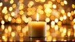 © mamo studios - Illuminated candle on table with blurry backdrop