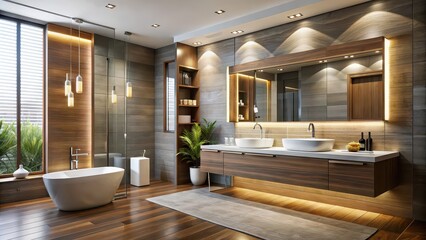 Poster - Modern bathroom interior with sleek design and luxurious fixtures, modern, bathroom, interior, sleek, design, luxurious