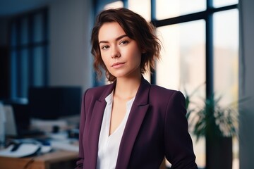 Sticker - confident businesswoman standing in office