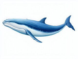 Sticker - Blue Whale in white background, blue Whale isolated Raster object, 3D blue whale illustration