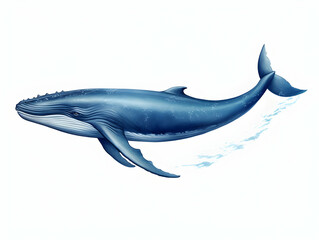 Wall Mural - Blue Whale in white background, blue Whale isolated Raster object, 3D blue whale illustration