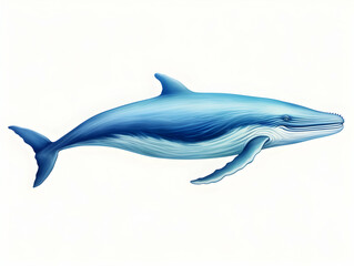Blue Whale in white background, blue Whale isolated Raster object, 3D blue whale illustration