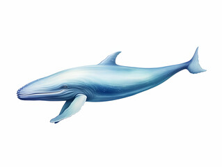 Wall Mural - Blue Whale in white background, blue Whale isolated Raster object, 3D blue whale illustration