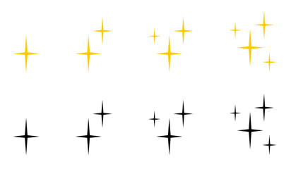 Wall Mural - stars collection - sparkle star icon set - gold and black star icon set - sparkles vector pack