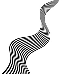 Wall Mural - abstract perspective wave line stripes background in black color. wavy shape .striped linear pattern