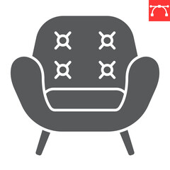 Wall Mural - Armchair glyph icon, interior and home decor, living chair vector icon, vector graphics, editable stroke solid sign, eps 10.