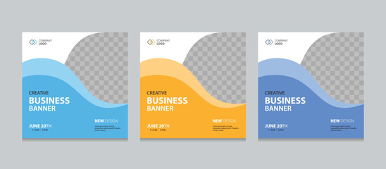 Wall Mural - set of editable square business web banner design template. suitable for social media post, instagra