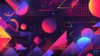 © chesleatsz - Vivid, Colorful Abstract Geometric Background. Retro 80s Style with Neon Colors