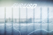 © Pixels Hunter - Double exposure of abstract virtual EURO USD forex chart hologram on empty modern office background. Banking and investing concept