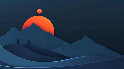Wall Mural - Navy blue minimalist background with space above for text flat design top view nautical theme animation Triadic Color Scheme