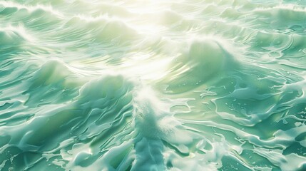 Poster - Tranquil mint waves on sunny water with room for text