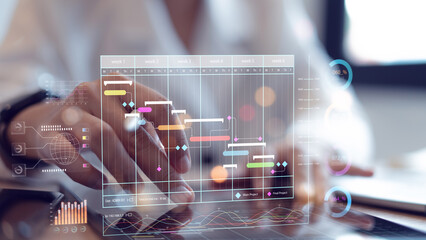 Project management Project manager updates work Planning Milestones with Gantt Chart Scheduling