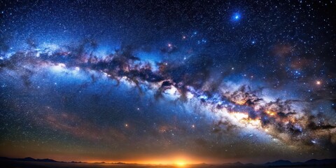 Wall Mural - deep space photo of starry sky with milky way galaxy and stunning astrophotography in night landscap