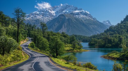 Scenic Drive on Ruta de los Siete Lagos, Argentina - Tranquil Spring Day in Patagonia