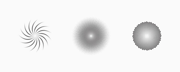 Wall Mural - set of dotted abstract shapes. circular halftone patterns. half tone design elements in geometric te