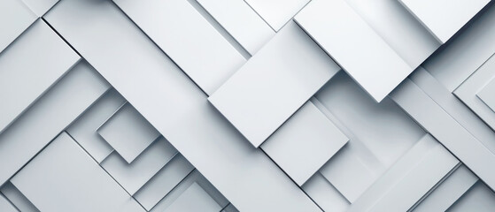 Wall Mural - Concept of white geometric shapes of cubes, cuboids and squares or stripes in 3d gradient texture background wall, business design pattern