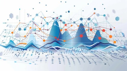 Fototapete - A detailed graph with multiple data points and trend lines, illustrating complex data analysis in a business setting.